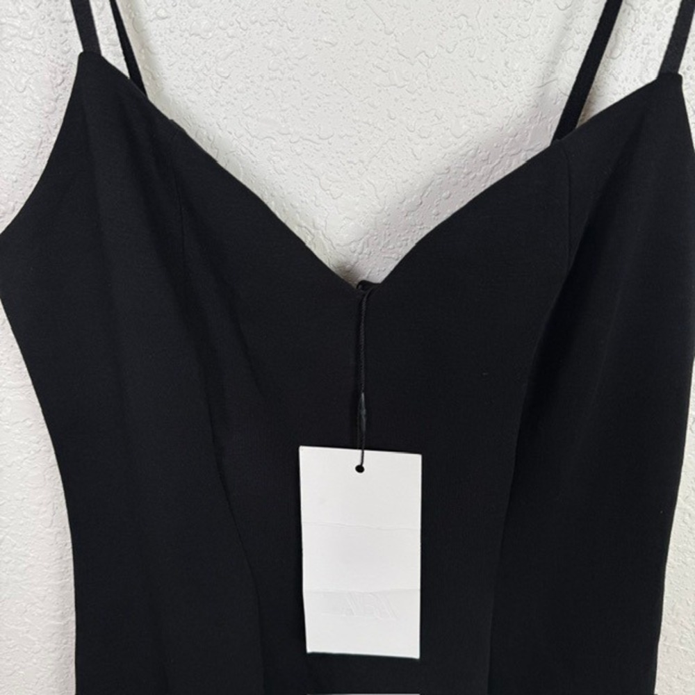 NWT Zara Fit and Flare Mini Dress Sleeveless Sweetheart Neckline Black Medium - Picture 3 of 12